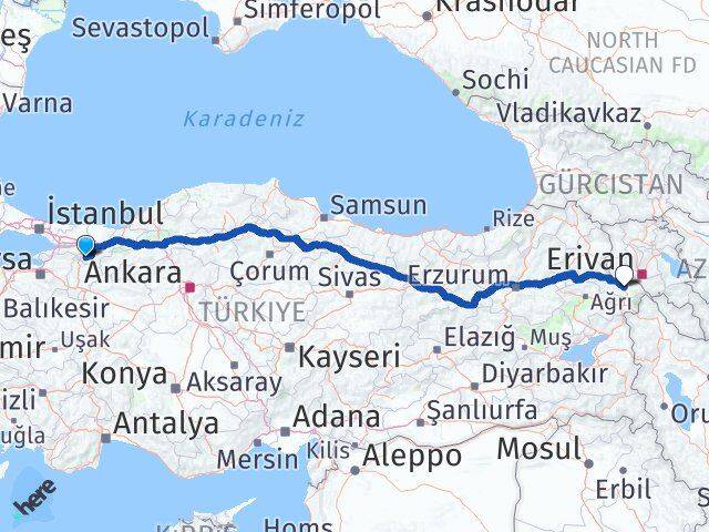 Sakarya Pamukova Iğdır Arası Kaç Km - Yol Haritası