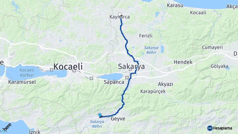 Sakarya Pamukova Kaynarca Arası Kaç Km - Yol Haritası