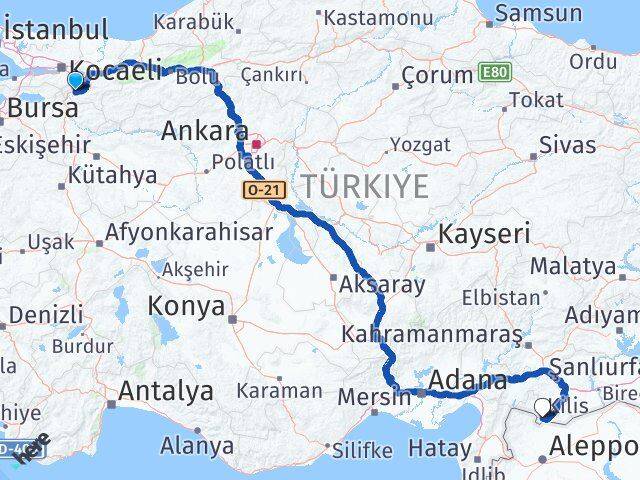 Sakarya Pamukova Kilis Arası Kaç Km - Yol Haritası