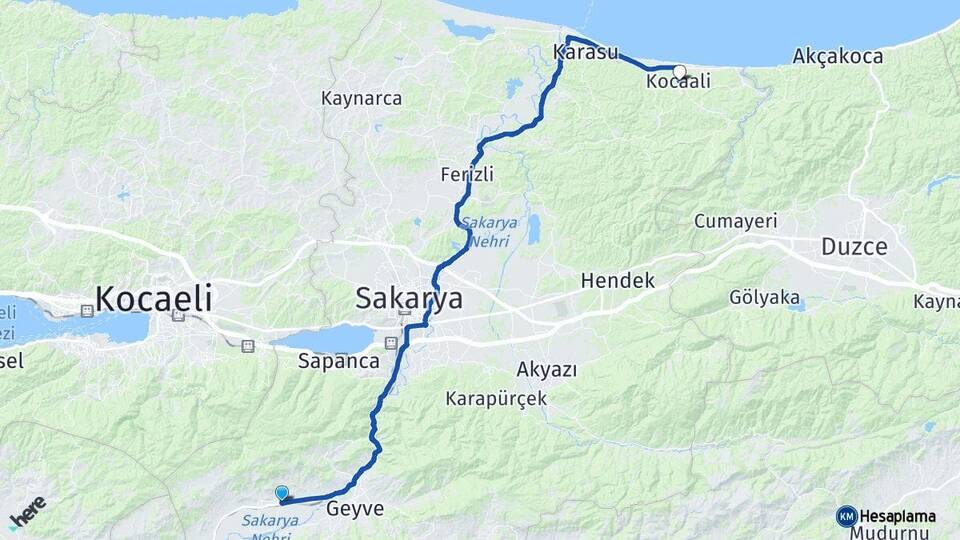 Sakarya Pamukova Kocaali Arası Kaç Km - Yol Haritası