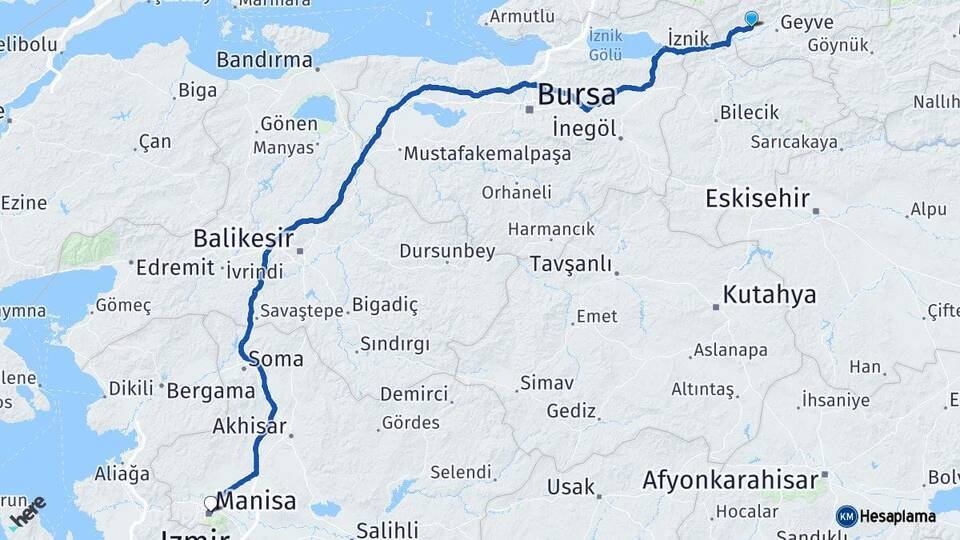 Sakarya Pamukova Manisa Arası Kaç Km - Yol Haritası