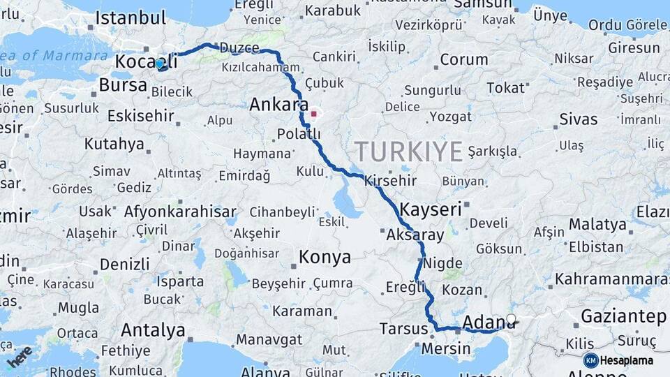 Sakarya Pamukova Osmaniye Arası Kaç Km - Yol Haritası