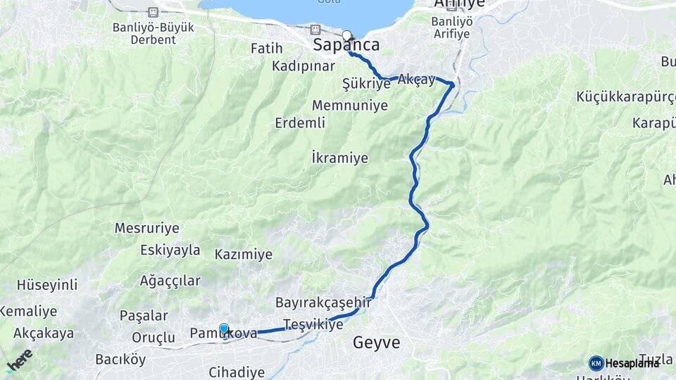 Sakarya Pamukova Sapanca Arası Kaç Km - Yol Haritası