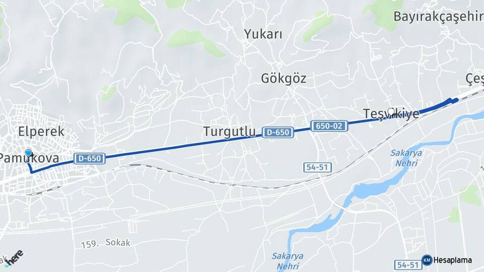 Sakarya Pamukova Teşvikiye Pamukova Arası Kaç Km - Yol Haritası