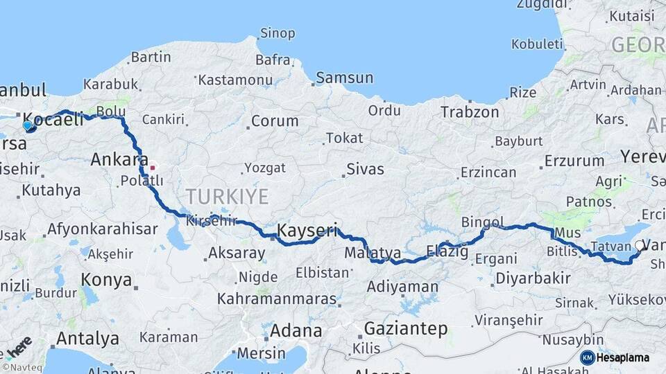 Sakarya Pamukova Van Arası Kaç Km - Yol Haritası
