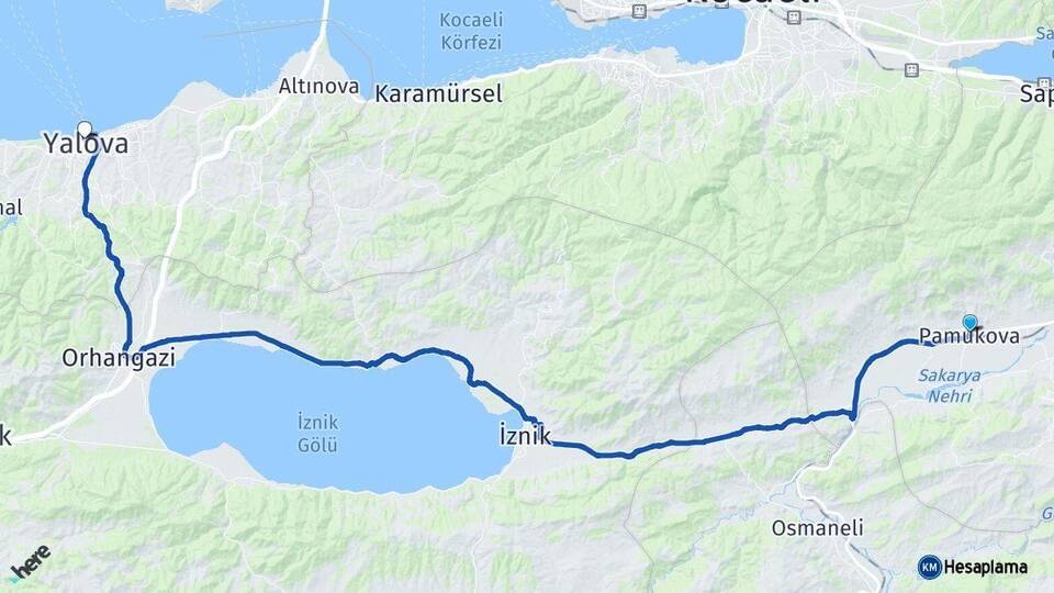 Sakarya Pamukova Yalova Arası Kaç Km - Yol Haritası