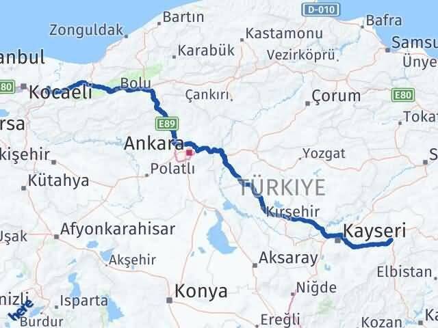 Sakarya Pınarbaşı Kayseri Arası Kaç Km - Yol Haritası