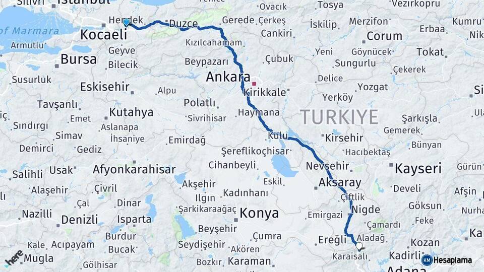 Sakarya Pozantı Adana Arası Kaç Km - Yol Haritası