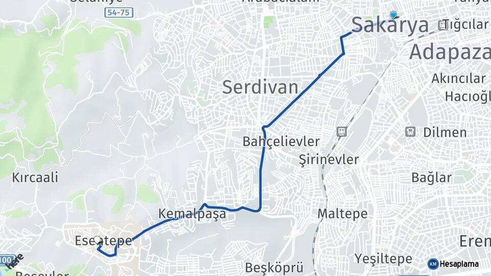 Sakarya Sakarya Üniversitesi Arası Kaç Km - Yol Haritası