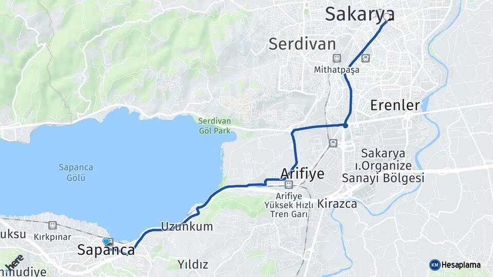 Sakarya Sapanca Adapazarı Arası Kaç Km - Yol Haritası