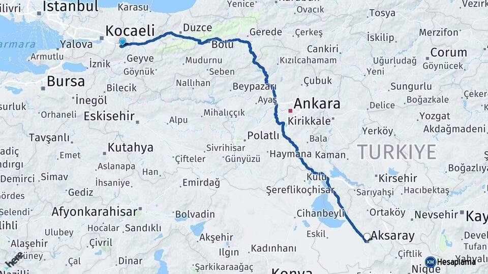 Sakarya Sapanca Aksaray Arası Kaç Km - Yol Haritası