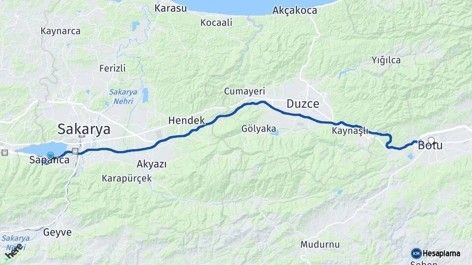 Sakarya Sapanca Bolu Arası Kaç Km - Yol Haritası