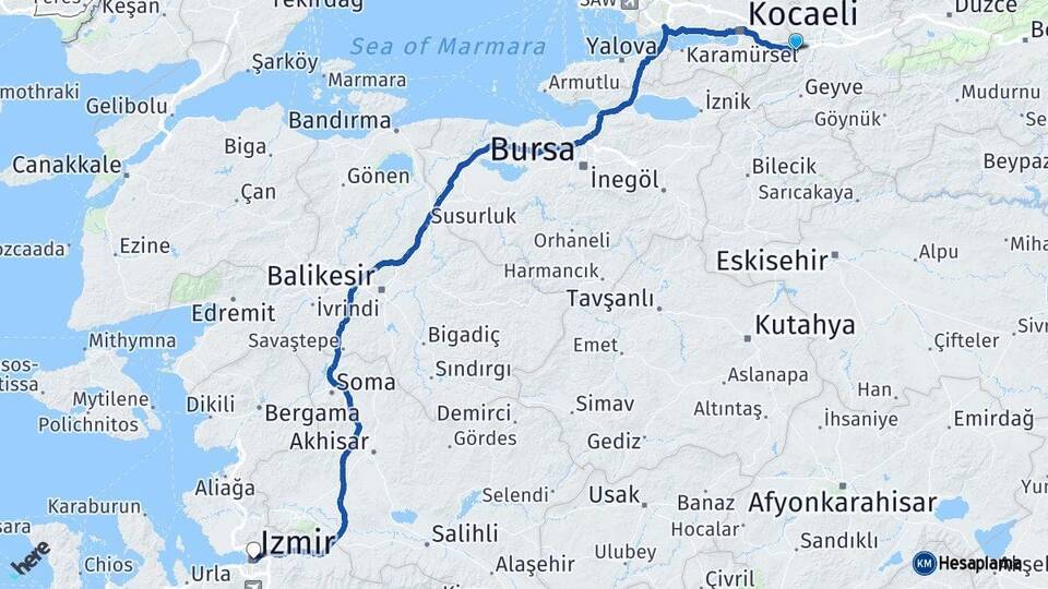 Sakarya Sapanca İzmir Arası Kaç Km - Yol Haritası