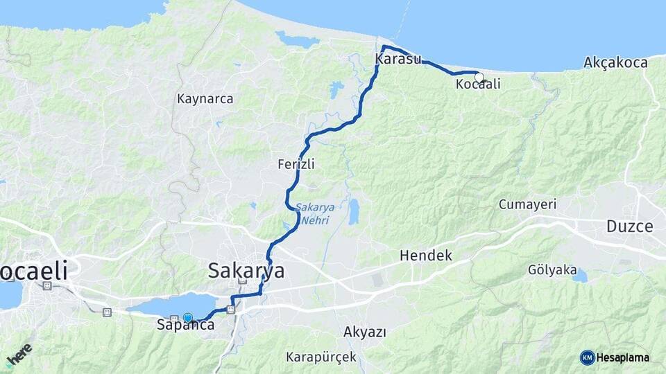 Sakarya Sapanca Kocaali Arası Kaç Km - Yol Haritası