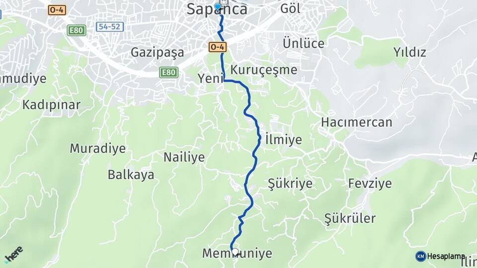 Sakarya Sapanca Memnuniye Sapanca Arası Kaç Km - Yol Haritası