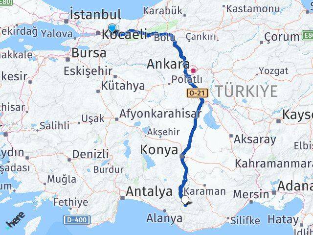 Sakarya Sarıveliler Karaman Arası Kaç Km - Yol Haritası