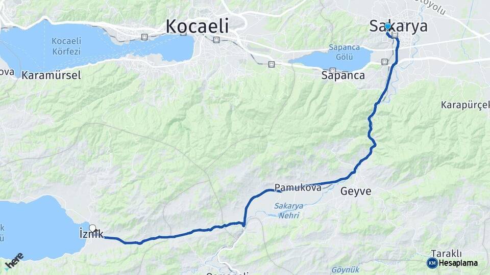 Sakarya Serdivan İznik Bursa Arası Kaç Km - Yol Haritası