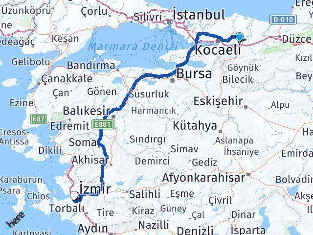 Sakarya Serdivan Uzundere Karabağlar İzmir Arası Kaç Km - Yol Haritası