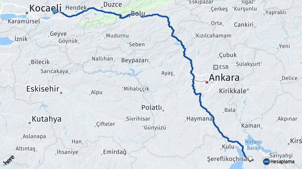 Sakarya Şereflikoçhisar Ankara Arası Kaç Km - Yol Haritası