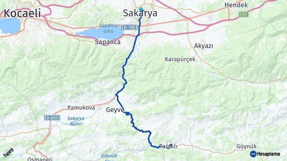 Sakarya Taraklı Arası Kaç Km - Yol Haritası