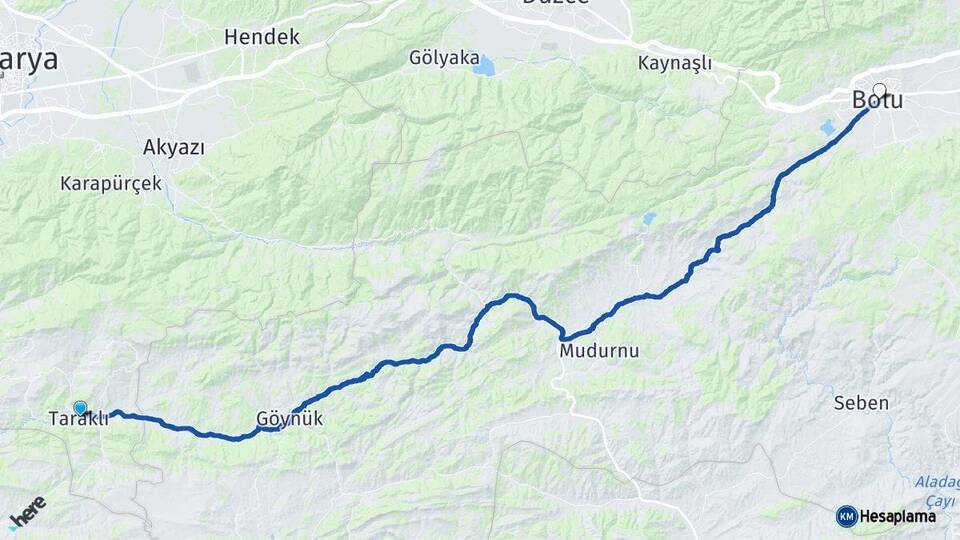 Sakarya Taraklı Bolu Arası Kaç Km - Yol Haritası