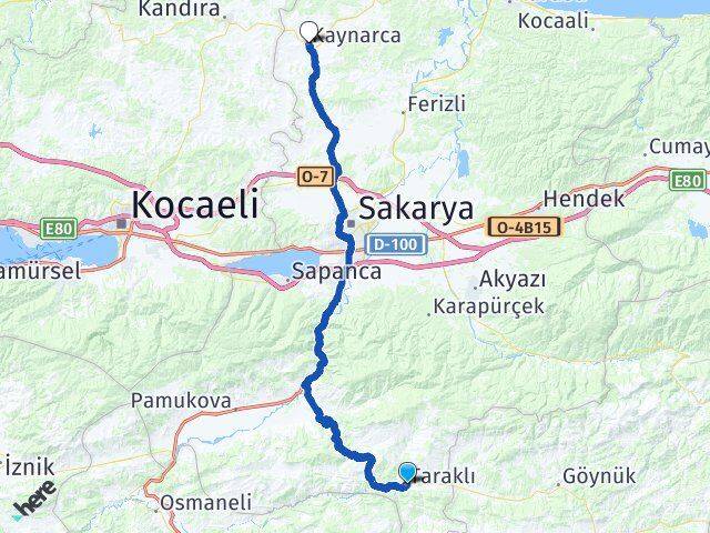 Sakarya Taraklı Kaynarca Arası Kaç Km - Yol Haritası