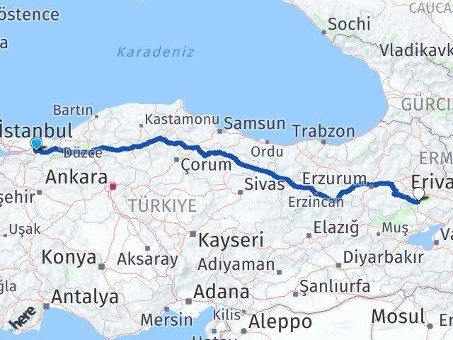 Sakarya Tutak Ağrı Arası Kaç Km - Yol Haritası
