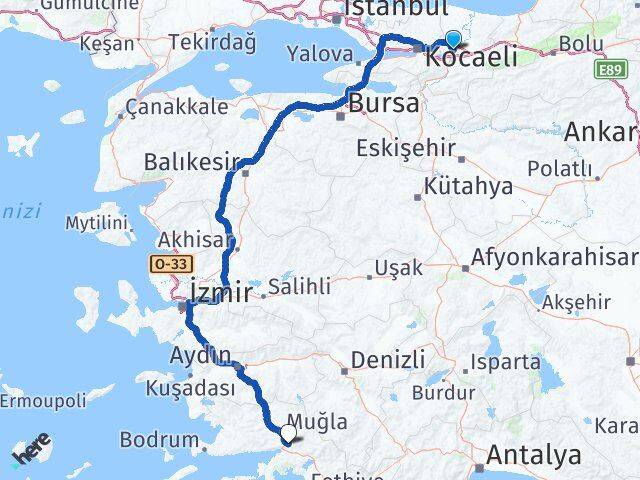 Sakarya Ula Muğla Arası Kaç Km - Yol Haritası