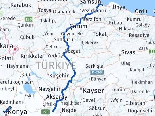 Samsun Altunhisar Niğde Arası Kaç Km - Yol Haritası