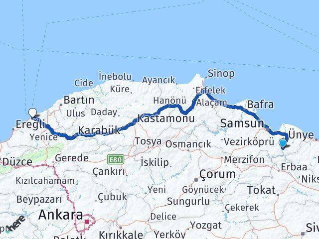Samsun Ayvacık Zonguldak Arası Kaç Km - Yol Haritası