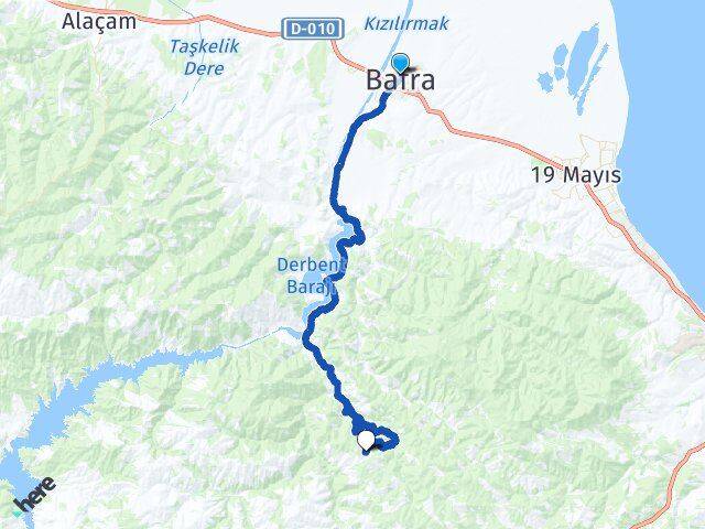 Samsun Bafra Meşelitürkmenler Bafra Arası Kaç Km - Yol Haritası