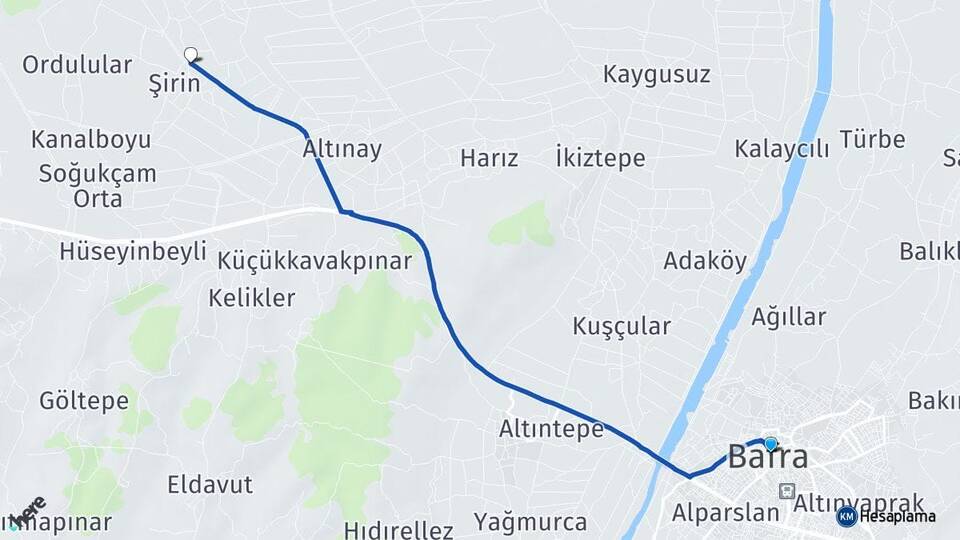 Samsun Bafra Şirinköy Bafra Arası Kaç Km - Yol Haritası