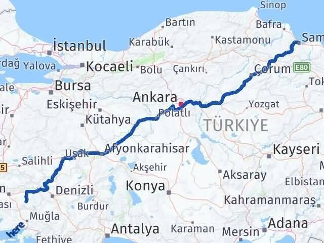 Samsun Bozdoğan Aydın Arası Kaç Km - Yol Haritası