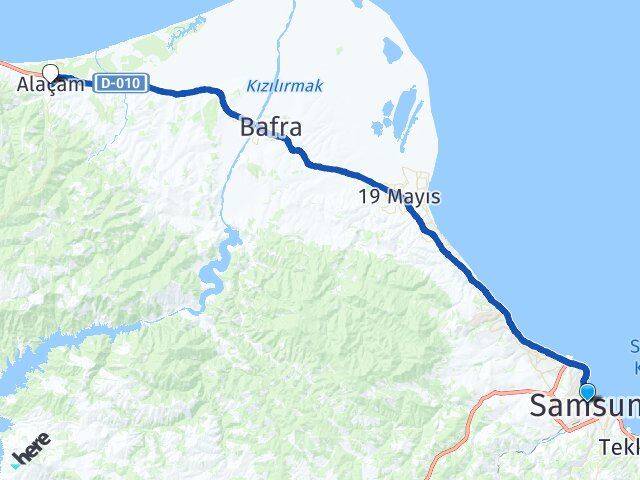 Samsun Canik Alaçam Arası Kaç Km - Yol Haritası
