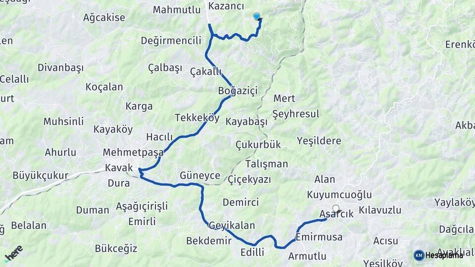 Samsun Canik Asarcık Arası Kaç Km - Yol Haritası