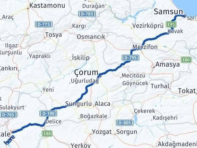 Samsun Canik Kırıkkale Arası Kaç Km - Yol Haritası