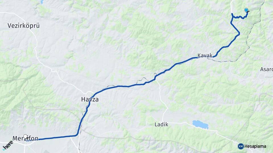 Samsun Canik Merzifon Amasya Arası Kaç Km - Yol Haritası