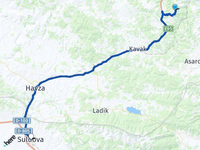 Samsun Canik Suluova Amasya Arası Kaç Km - Yol Haritası