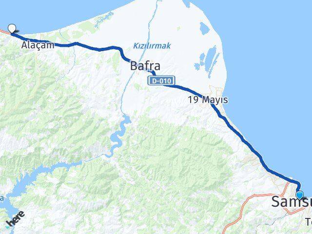 Samsun Canik Yakakent Arası Kaç Km - Yol Haritası