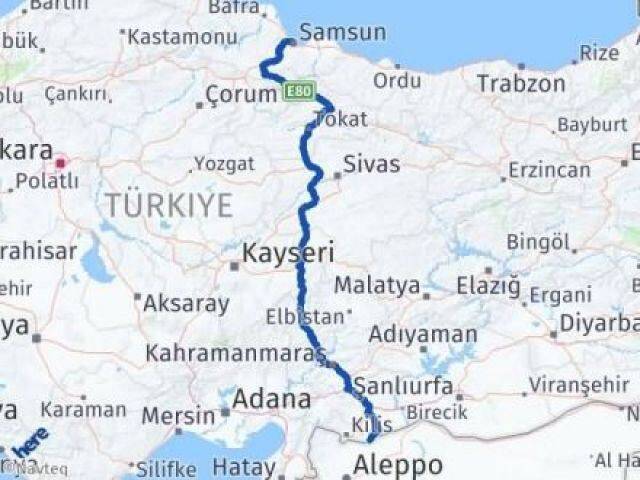 Samsun Elbeyli Kilis Arası Kaç Km - Yol Haritası