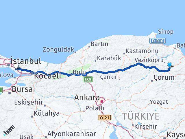 Samsun Havza Kurtköy Pendik İstanbul Arası Kaç Km - Yol Haritası
