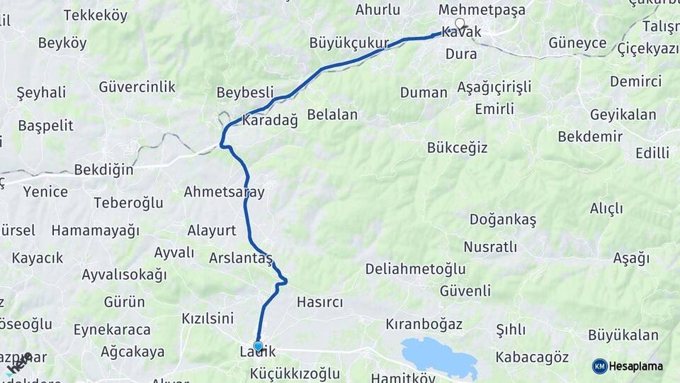 Samsun Ladik Kavak Arası Kaç Km - Yol Haritası