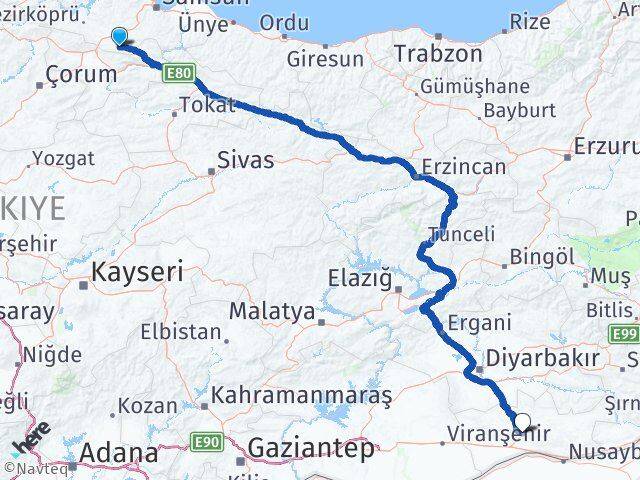 Samsun Ladik Mardin Arası Kaç Km - Yol Haritası
