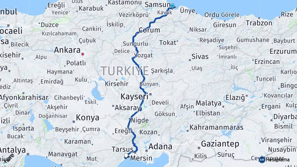 Samsun Mezitli Mersin Arası Kaç Saat? Yol Haritası, Yakıt, Rota ve Mesafe Hesaplama Samsun Mezitli Mersin Arası Kaç Km? Kaç Saat? Yol Haritası