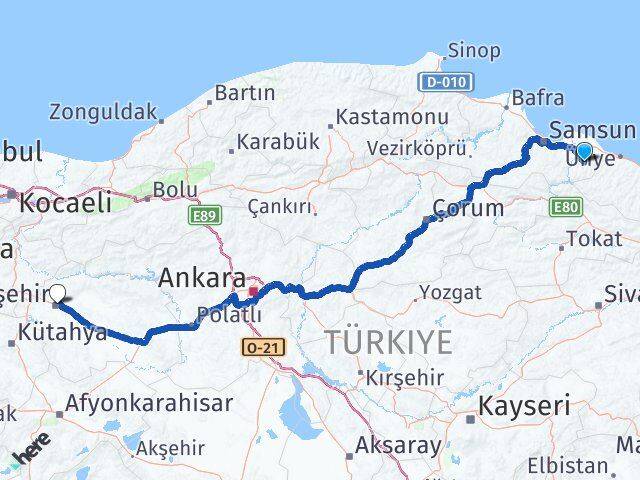 Samsun Salıpazarı Eskişehir Arası Kaç Km - Yol Haritası