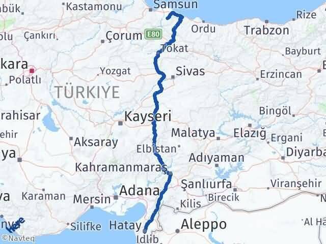 Samsun Salıpazarı Hatay Arası Kaç Km - Yol Haritası