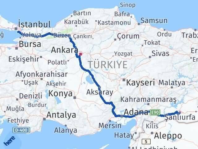 Şanlıurfa Adalar İstanbul Arası Kaç Km - Yol Haritası