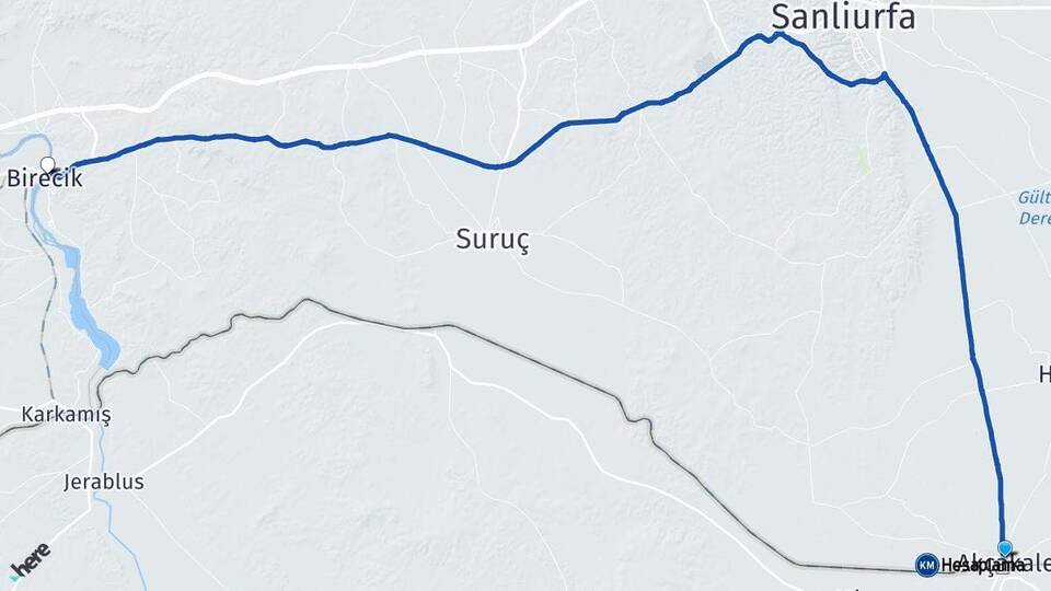 Şanlıurfa Akçakale Birecik Arası Kaç Km - Yol Haritası