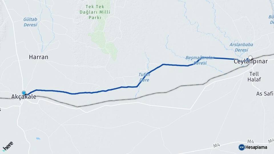 Şanlıurfa Akçakale Ceylanpınar Arası Kaç Km - Yol Haritası