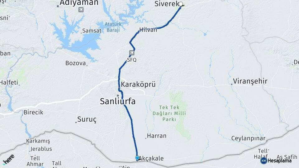 Şanlıurfa Akçakale Siverek Arası Kaç Km - Yol Haritası